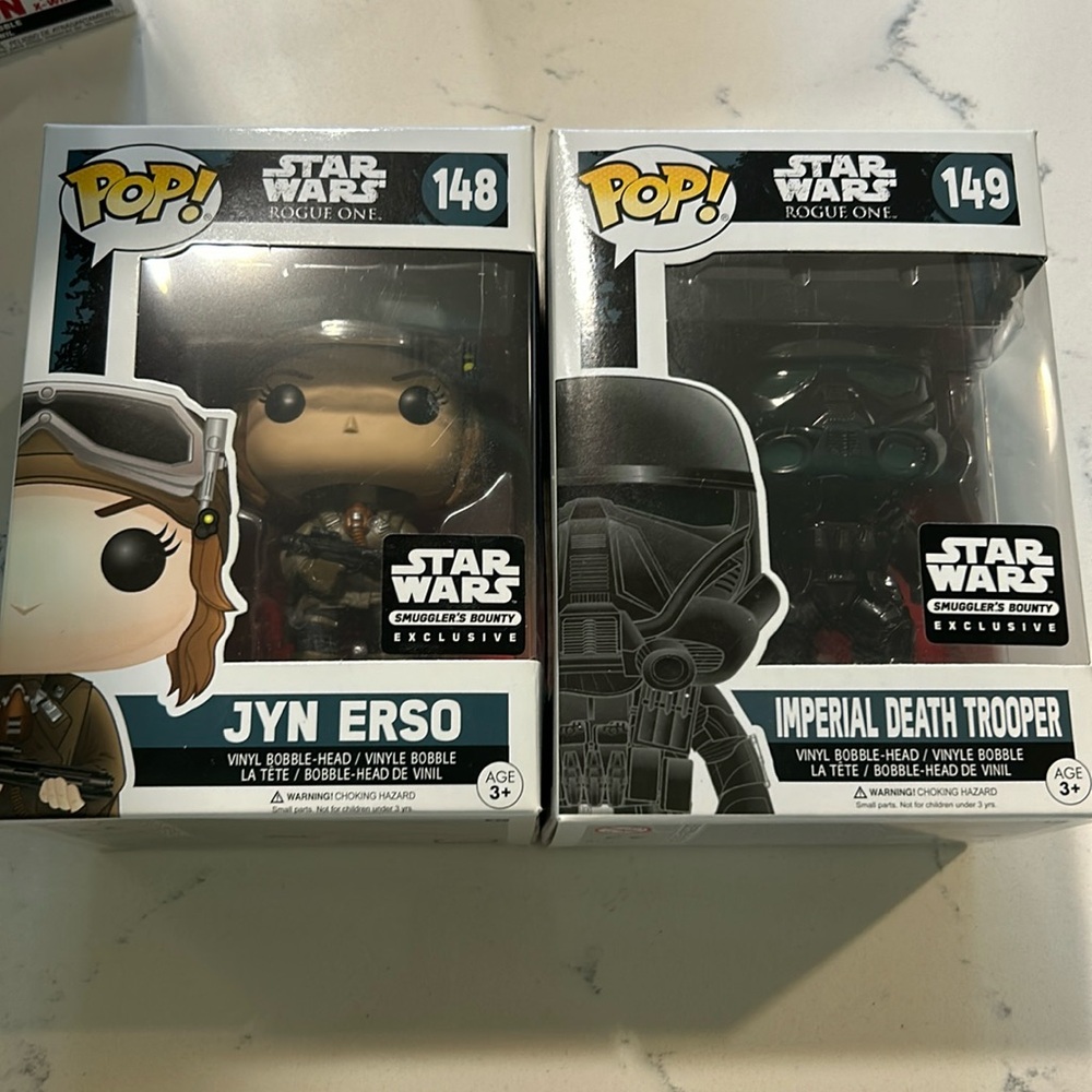 Star Wars Funko pops
Star Wars Rogue One 148 & 149 Jyn Erso & Imperial Death